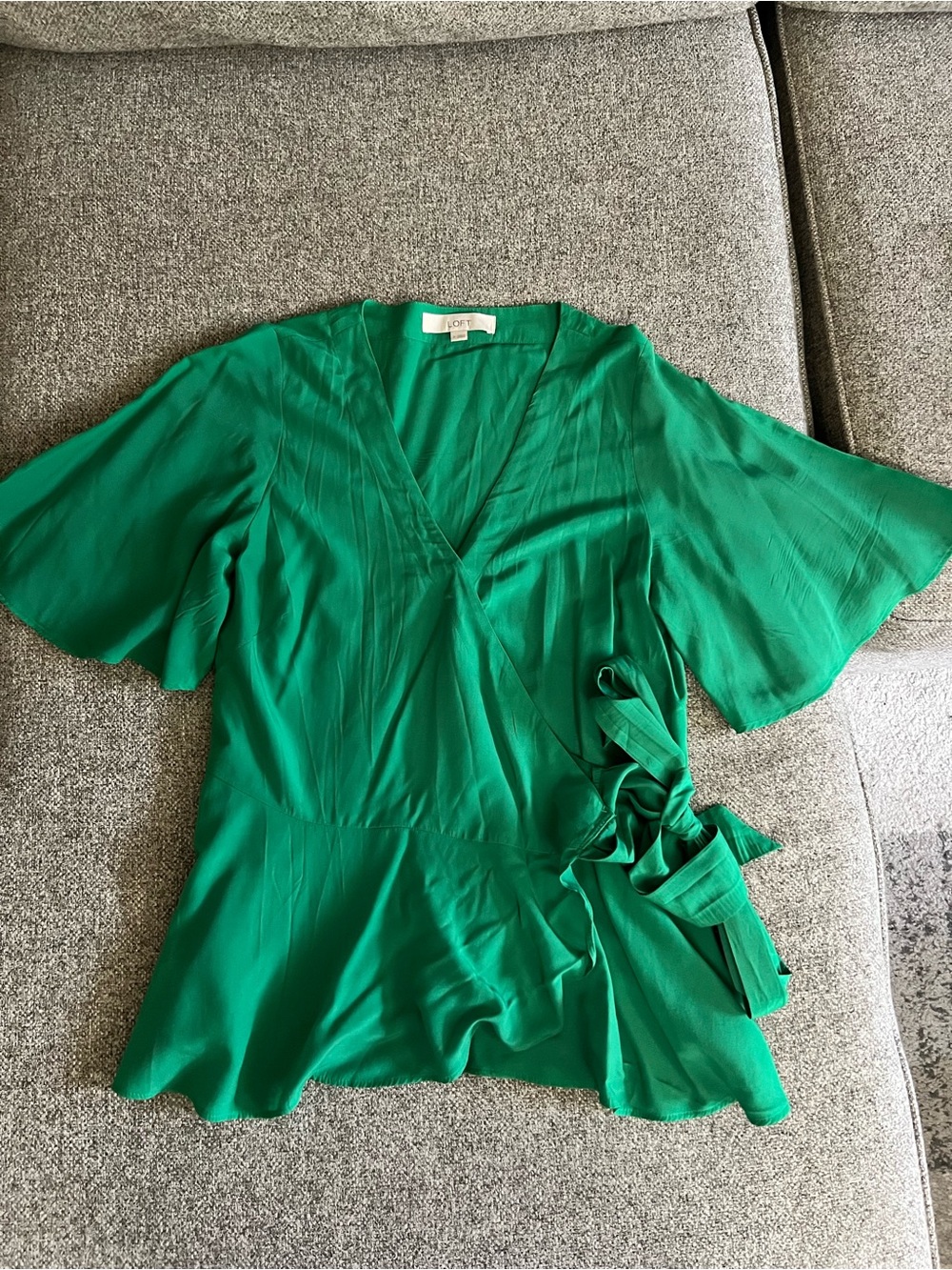 Loft Emerald Green Wrap Top